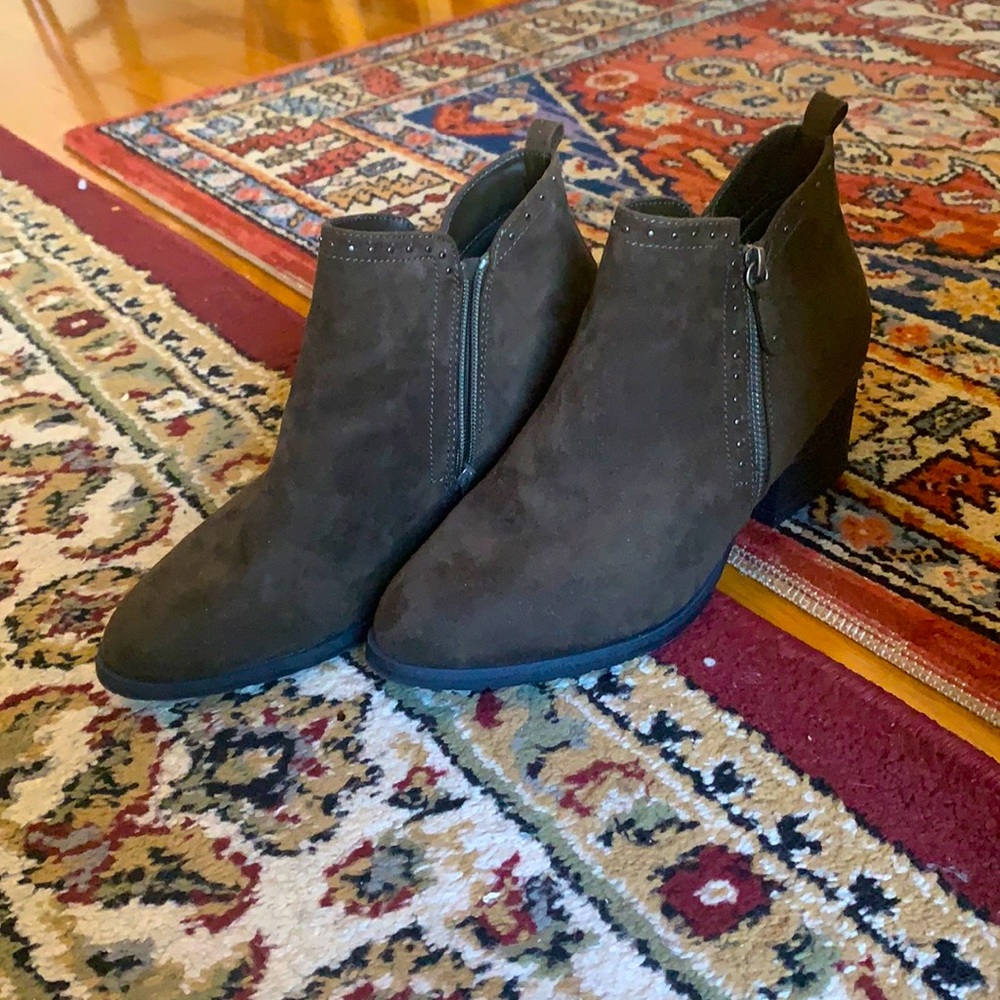 Studded suede ankle boots